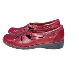Clark's Nikki Regatta Red Leather Mary Jane Shoes Women's Size 12M Comfort Fit